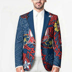 Personalised Sydney Roosters Blazer Polynesian Tribal Pattern With Rugby Rooster Mascot Art