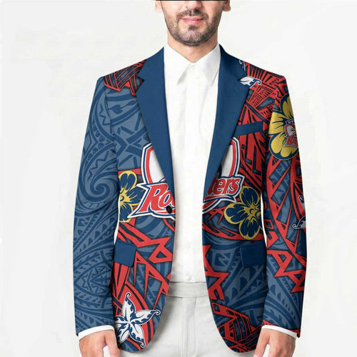 Personalised Sydney Roosters Blazer Polynesian Tribal Pattern With Rugby Rooster Mascot Art
