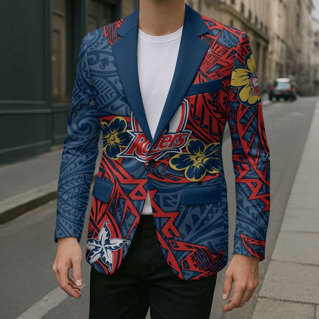 Personalised Sydney Roosters Blazer Polynesian Tribal Pattern With Rugby Rooster Mascot Art
