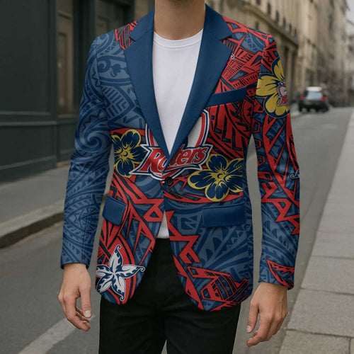 Personalised Sydney Roosters Blazer Polynesian Tribal Pattern With Rugby Rooster Mascot Art