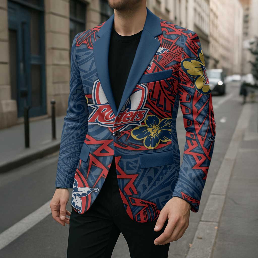 Personalised Sydney Roosters Blazer Polynesian Tribal Pattern With Rugby Rooster Mascot Art