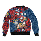Personalised Sydney Roosters Bomber Jacket Polynesian Tribal Pattern With Rugby Rooster Mascot Art