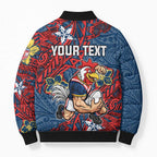 Personalised Sydney Roosters Bomber Puffer Jacket Polynesian Tribal Pattern With Rugby Rooster Mascot Art