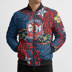 Personalised Sydney Roosters Bomber Puffer Jacket Polynesian Tribal Pattern With Rugby Rooster Mascot Art