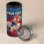Personalised Sydney Roosters 4 in 1 Can Cooler Tumbler Polynesian Tribal Pattern With Rugby Rooster Mascot Art