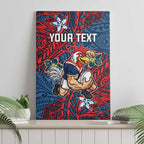 Personalised Sydney Roosters Canvas Wall Art Polynesian Tribal Pattern With Rugby Rooster Mascot Art