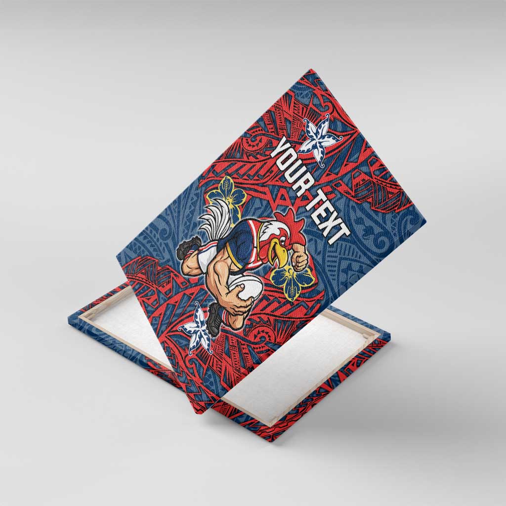 Personalised Sydney Roosters Canvas Wall Art Polynesian Tribal Pattern With Rugby Rooster Mascot Art
