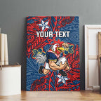 Personalised Sydney Roosters Canvas Wall Art Polynesian Tribal Pattern With Rugby Rooster Mascot Art