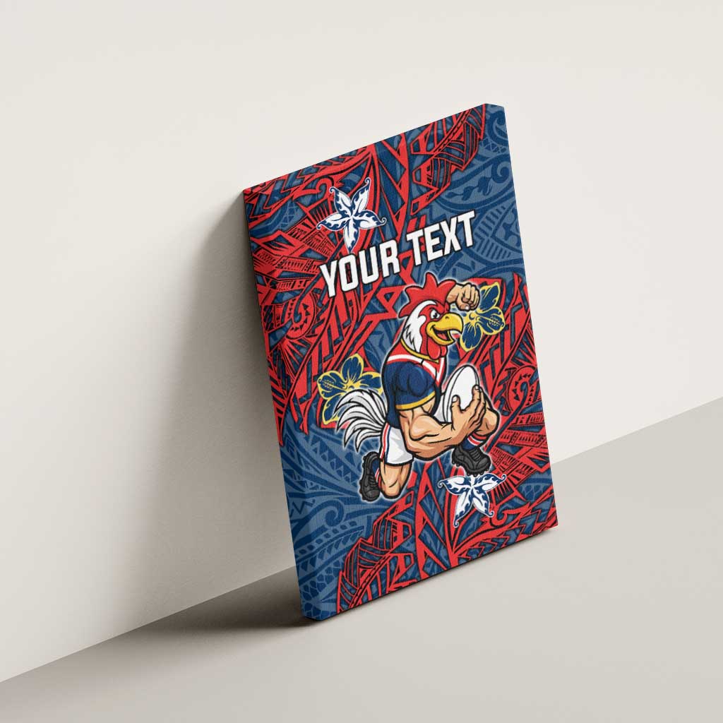 Personalised Sydney Roosters Canvas Wall Art Polynesian Tribal Pattern With Rugby Rooster Mascot Art