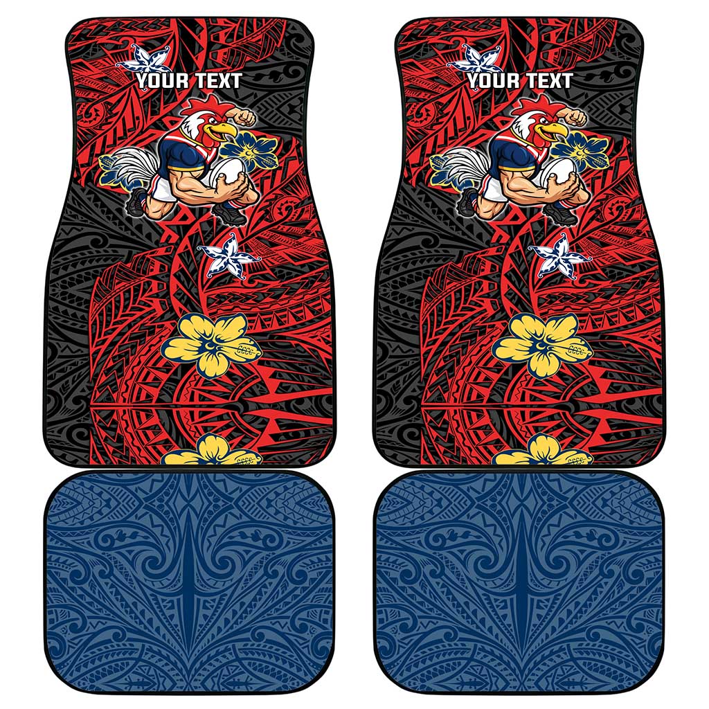 Personalised Sydney Roosters Car Mats Polynesian Tribal Pattern With Rugby Rooster Mascot Art