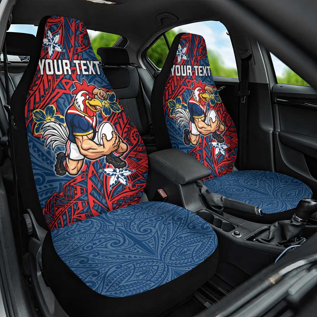 Personalised Sydney Roosters Car Seat Cover Polynesian Tribal Pattern With Rugby Rooster Mascot Art