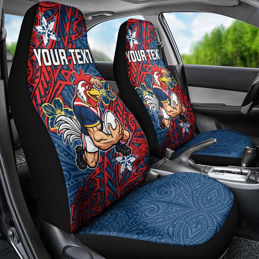 Personalised Sydney Roosters Car Seat Cover Polynesian Tribal Pattern With Rugby Rooster Mascot Art