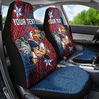 Personalised Sydney Roosters Car Seat Cover Polynesian Tribal Pattern With Rugby Rooster Mascot Art
