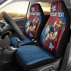 Personalised Sydney Roosters Car Seat Cover Polynesian Tribal Pattern With Rugby Rooster Mascot Art