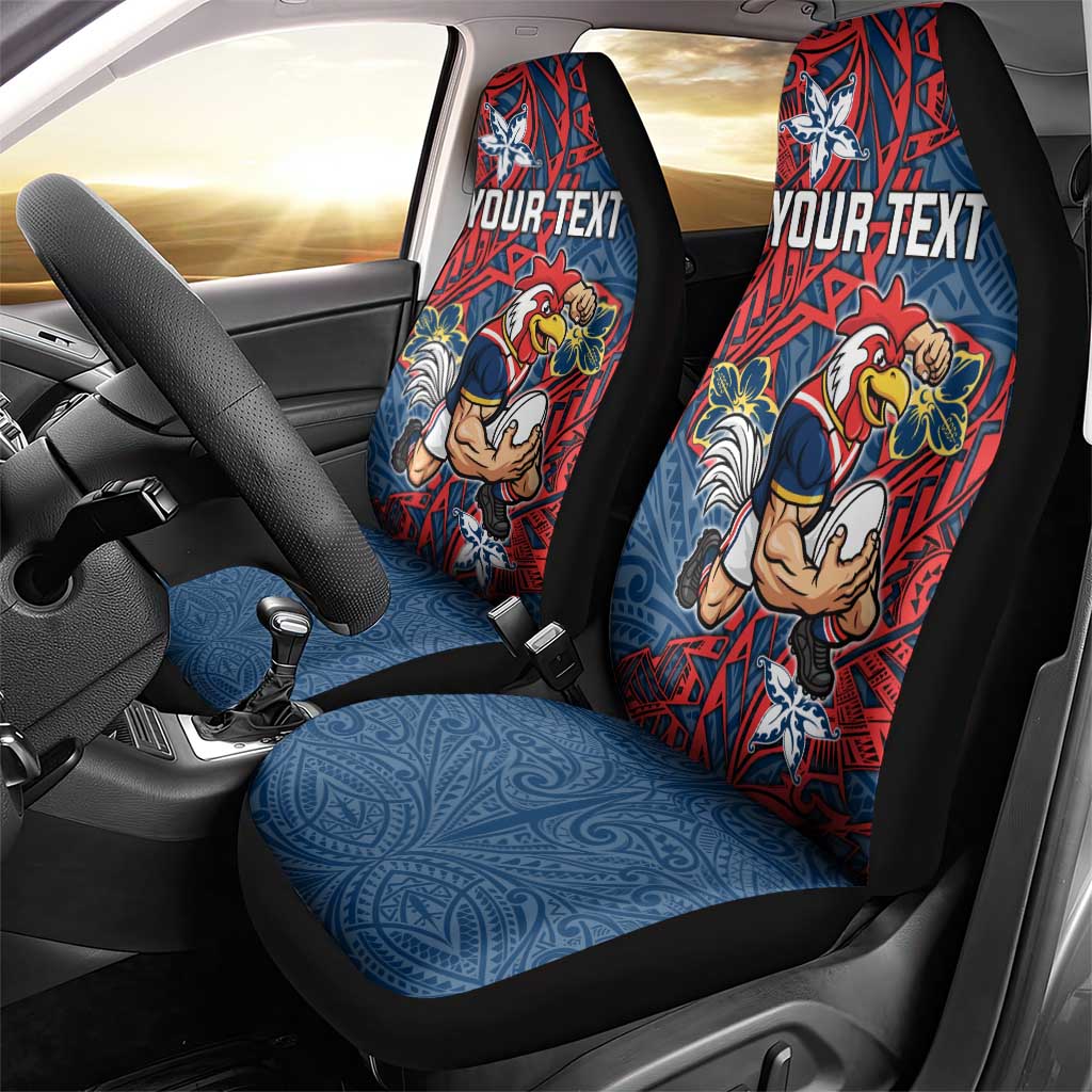 Personalised Sydney Roosters Car Seat Cover Polynesian Tribal Pattern With Rugby Rooster Mascot Art
