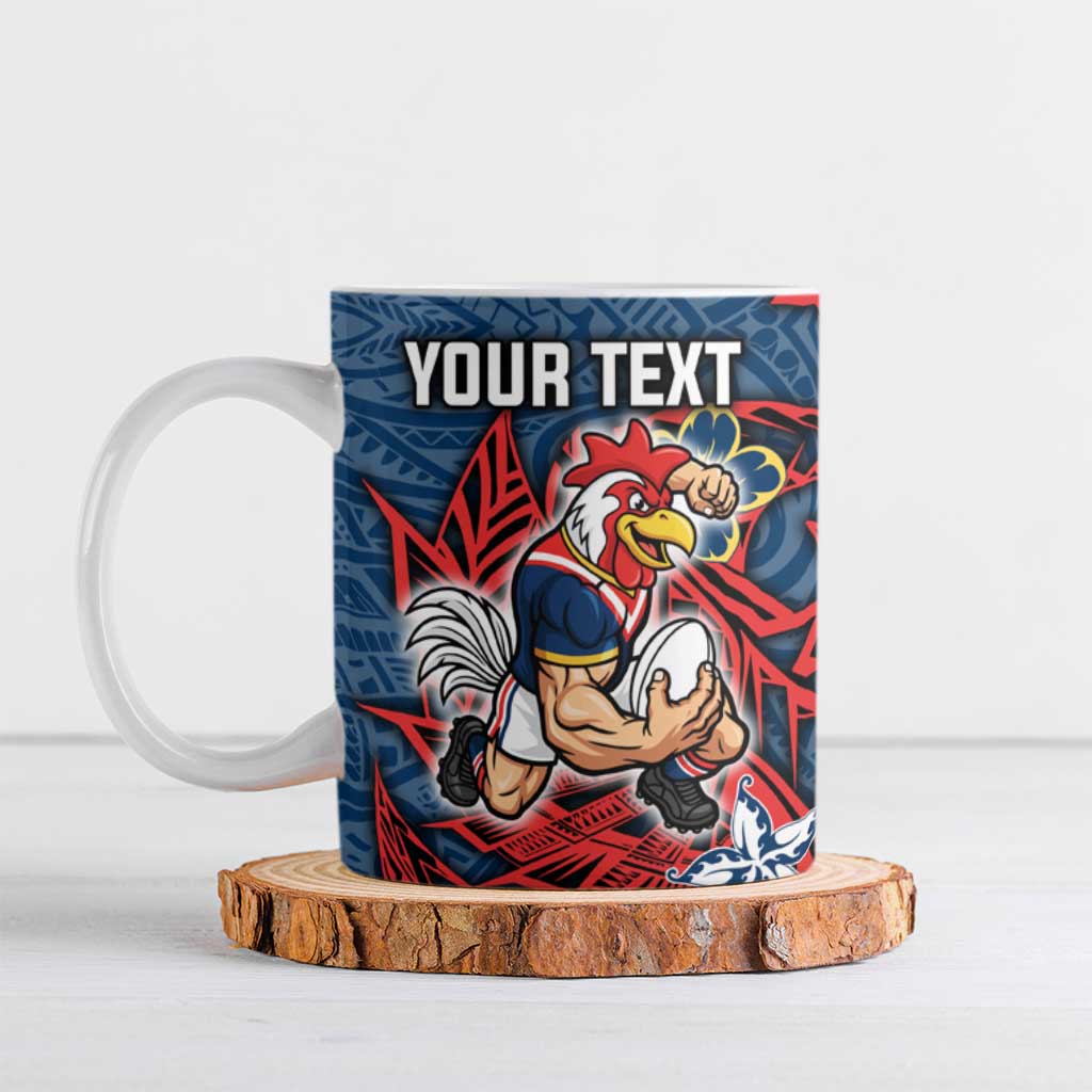 Personalised Sydney Roosters Ceramic Mug Polynesian Tribal Pattern With Rugby Rooster Mascot Art
