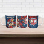 Personalised Sydney Roosters Ceramic Mug Polynesian Tribal Pattern With Rugby Rooster Mascot Art