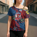 Personalised Sydney Roosters Cross Shoulder Shirt Polynesian Tribal Pattern With Rugby Rooster Mascot Art