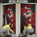 Personalised Sydney Roosters Door Cover Polynesian Tribal Pattern With Rugby Rooster Mascot Art