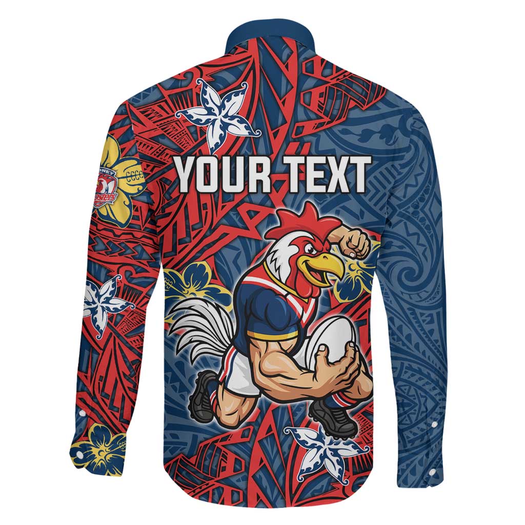 Personalised Sydney Roosters Family Matching Long Sleeve Bodycon Dress and Hawaiian Shirt Polynesian Tribal Pattern With Rugby Rooster Mascot Art