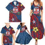 Personalised Sydney Roosters Family Matching Summer Maxi Dress and Hawaiian Shirt Polynesian Tribal Pattern With Rugby Rooster Mascot Art