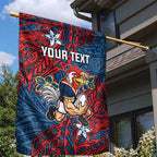 Personalised Sydney Roosters Garden Flag Polynesian Tribal Pattern With Rugby Rooster Mascot Art