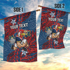Personalised Sydney Roosters Garden Flag Polynesian Tribal Pattern With Rugby Rooster Mascot Art