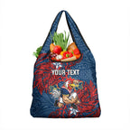 Personalised Sydney Roosters Grocery Bag Polynesian Tribal Pattern With Rugby Rooster Mascot Art