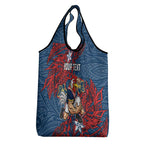 Personalised Sydney Roosters Grocery Bag Polynesian Tribal Pattern With Rugby Rooster Mascot Art