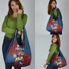 Personalised Sydney Roosters Grocery Bag Polynesian Tribal Pattern With Rugby Rooster Mascot Art