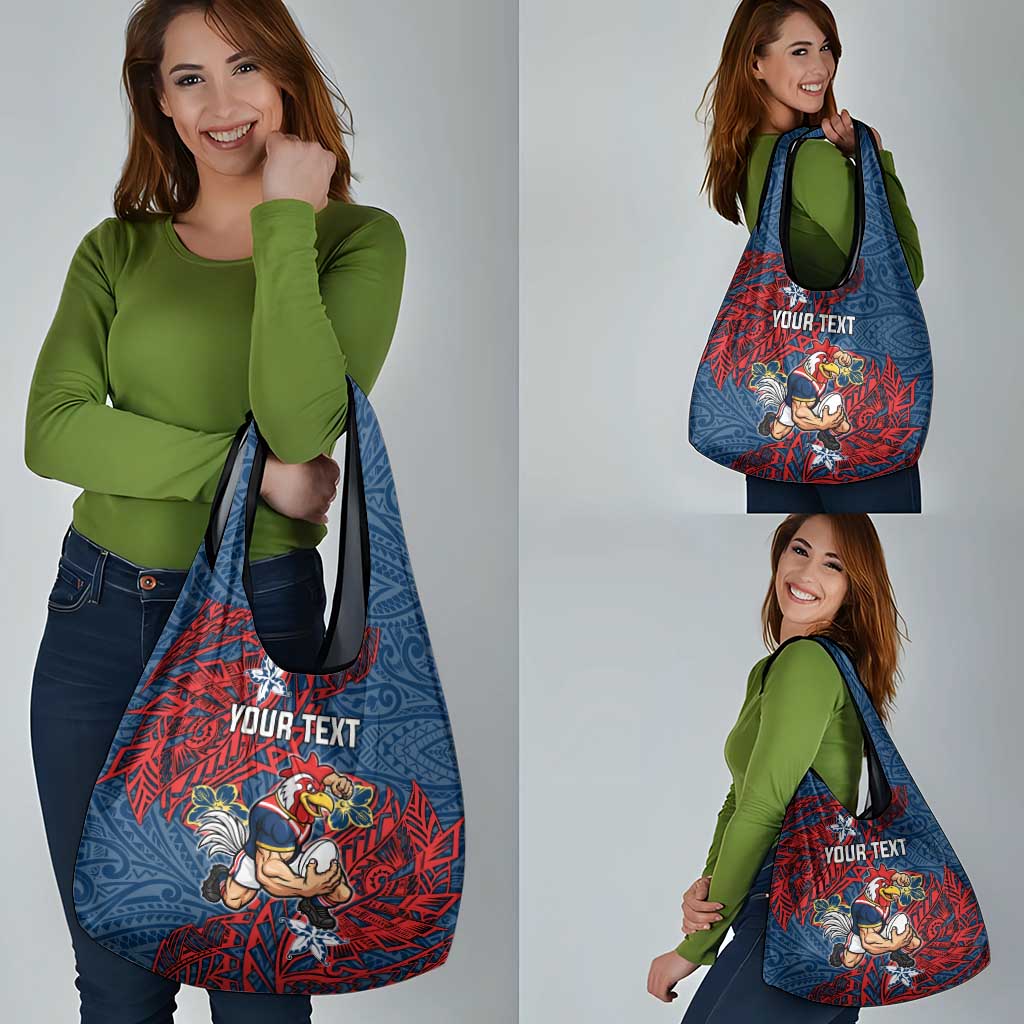 Personalised Sydney Roosters Grocery Bag Polynesian Tribal Pattern With Rugby Rooster Mascot Art