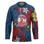 Personalised Sydney Roosters Hockey Jersey Polynesian Tribal Pattern With Rugby Rooster Mascot Art