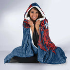 Personalised Sydney Roosters Hooded Blanket Polynesian Tribal Pattern With Rugby Rooster Mascot Art