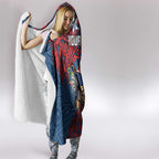 Personalised Sydney Roosters Hooded Blanket Polynesian Tribal Pattern With Rugby Rooster Mascot Art