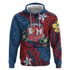 Personalised Sydney Roosters Hoodie Polynesian Tribal Pattern With Rugby Rooster Mascot Art