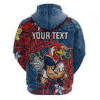 Personalised Sydney Roosters Hoodie Polynesian Tribal Pattern With Rugby Rooster Mascot Art