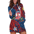 Personalised Sydney Roosters Hoodie Dress Polynesian Tribal Pattern With Rugby Rooster Mascot Art
