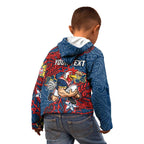 Personalised Sydney Roosters Kid Hoodie Polynesian Tribal Pattern With Rugby Rooster Mascot Art