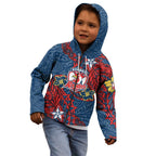 Personalised Sydney Roosters Kid Hoodie Polynesian Tribal Pattern With Rugby Rooster Mascot Art