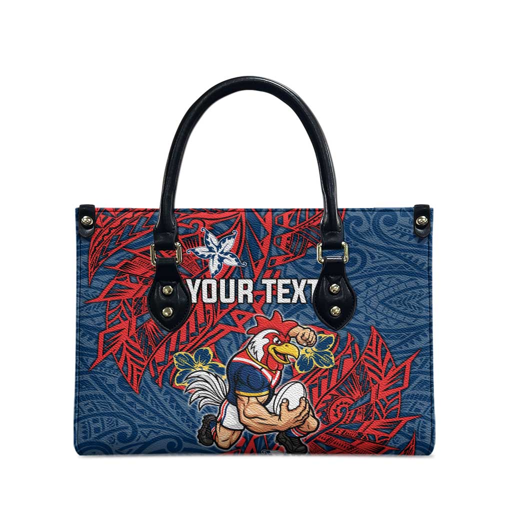 Personalised Sydney Roosters Leather Bag Polynesian Tribal Pattern With Rugby Rooster Mascot Art