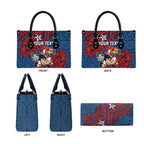 Personalised Sydney Roosters Leather Bag Polynesian Tribal Pattern With Rugby Rooster Mascot Art