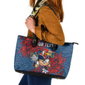 Personalised Sydney Roosters Leather Tote Bag Polynesian Tribal Pattern With Rugby Rooster Mascot Art