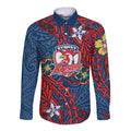 Personalised Sydney Roosters Long Sleeve Button Shirt Polynesian Tribal Pattern With Rugby Rooster Mascot Art