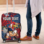 Personalised Sydney Roosters Luggage Cover Polynesian Tribal Pattern With Rugby Rooster Mascot Art