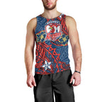 Personalised Sydney Roosters Men Tank Top Polynesian Tribal Pattern With Rugby Rooster Mascot Art
