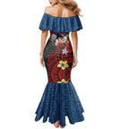 Personalised Sydney Roosters Mermaid Dress Polynesian Tribal Pattern With Rugby Rooster Mascot Art