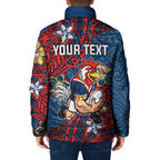 Personalised Sydney Roosters Padded Jacket Polynesian Tribal Pattern With Rugby Rooster Mascot Art