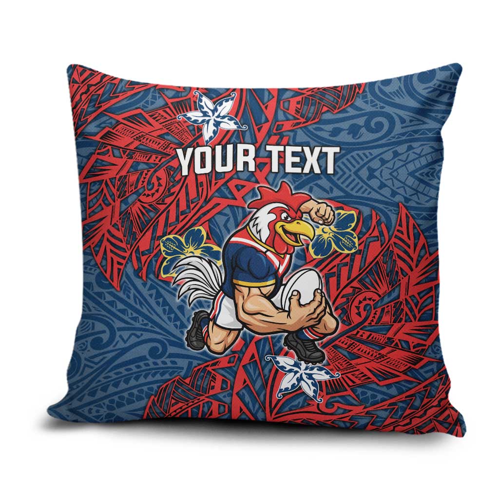 Personalised Sydney Roosters Pillow Cover Polynesian Tribal Pattern With Rugby Rooster Mascot Art
