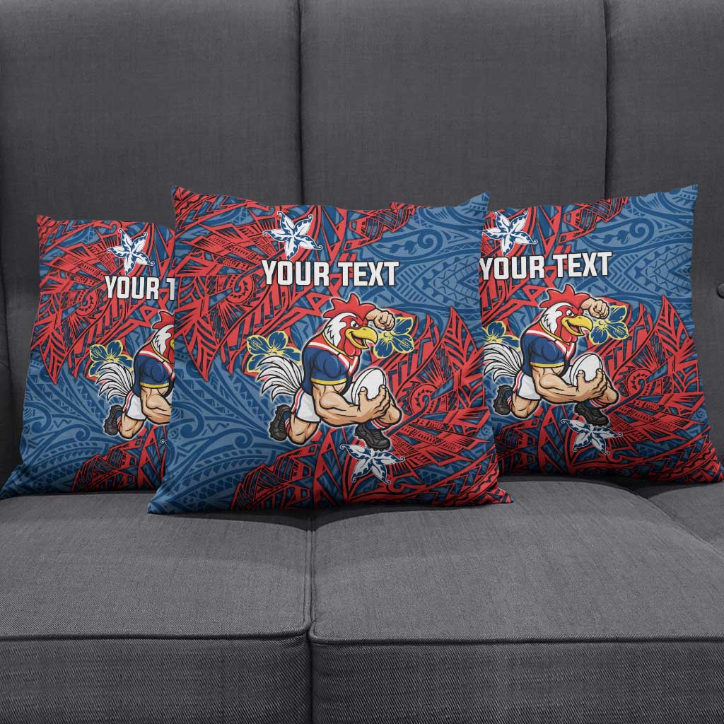 Personalised Sydney Roosters Pillow Cover Polynesian Tribal Pattern With Rugby Rooster Mascot Art