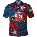 Personalised Sydney Roosters Polo Shirt Polynesian Tribal Pattern With Rugby Rooster Mascot Art